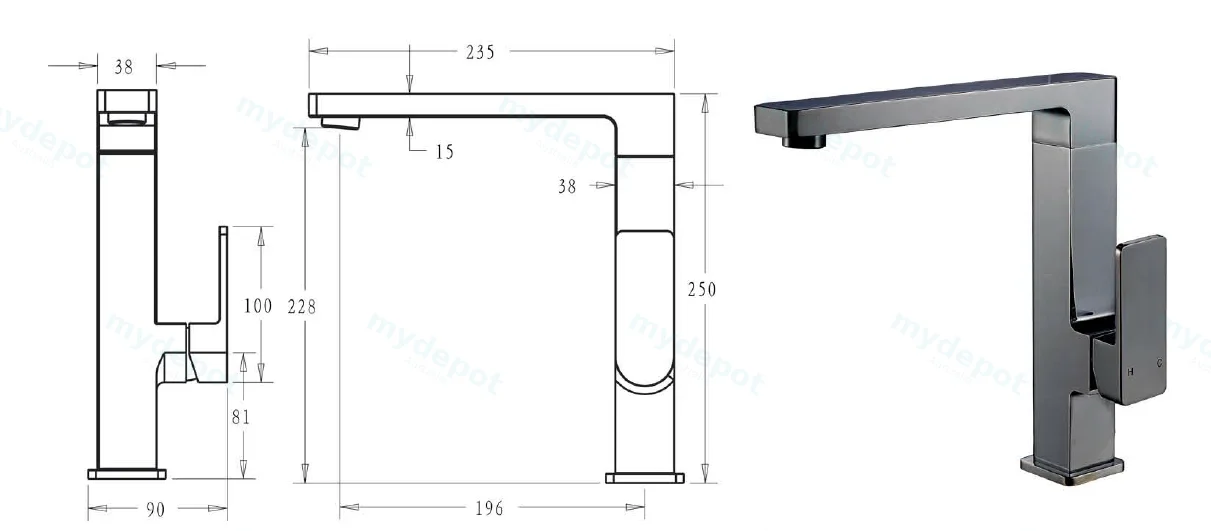 Ceram Sink Mixer(Matt Black) view 2