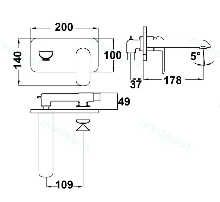Kara Chrome Wall Basin Mixer Lead Free view 2