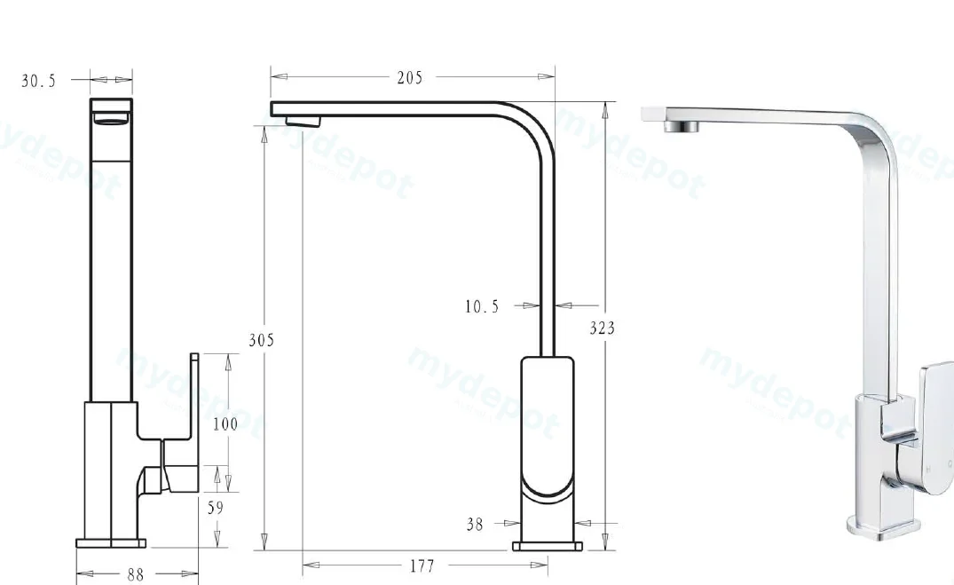 Flores Sink Mixer(Chrome) view 2