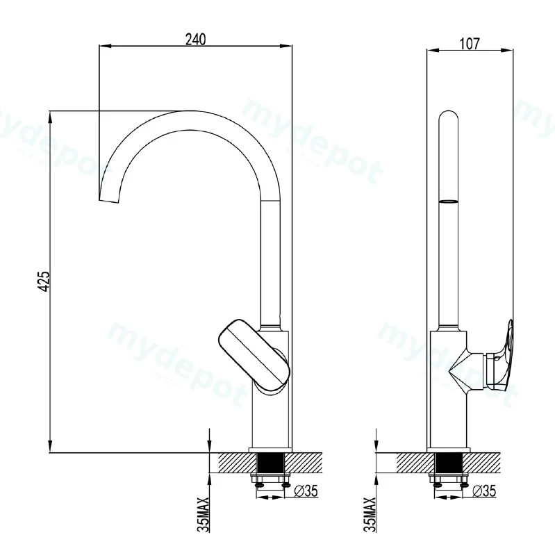 Kara Chrome Kithen Mixer Lead Free view 2