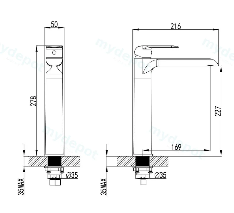 Kara Chrome Highrise Basin Mixer Lead Free view 2