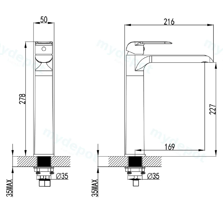 Kara Matt Black Highrise Basin Mixer Lead Free view 2