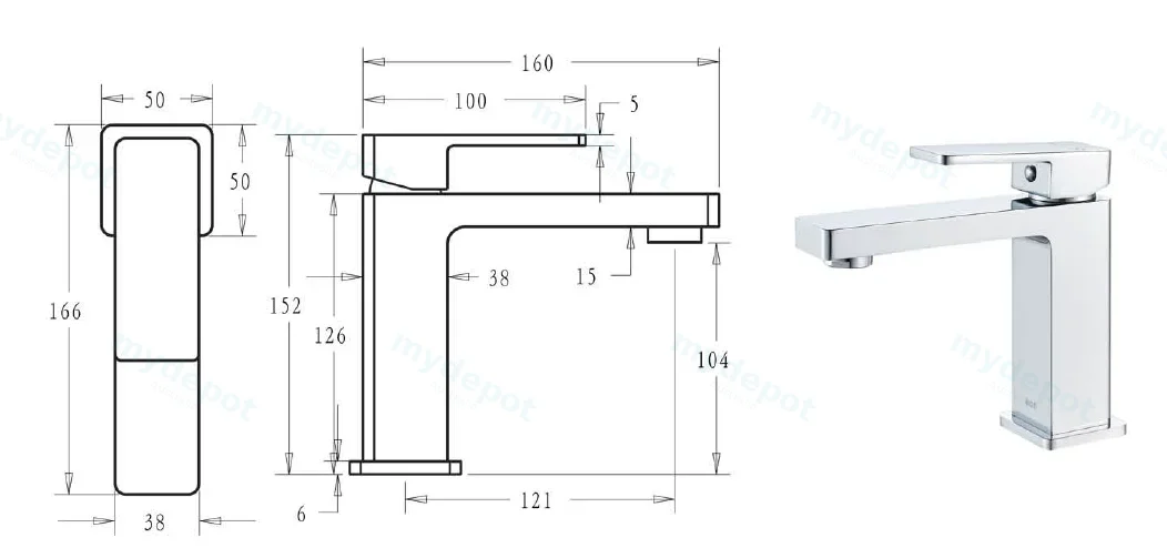 Ceram Basin Mixer(Chrome) view 2
