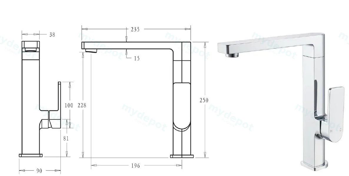 Flores Kitchen Mixer(Chrome) view 2