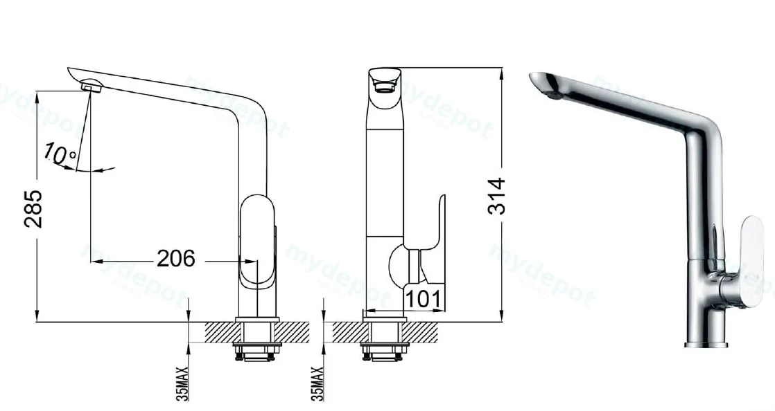 Banda Sink Mixer(Chrome) view 2
