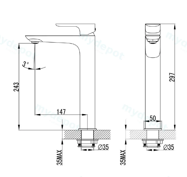 Banda High Rise Basin Mixer(Chrome) view 2