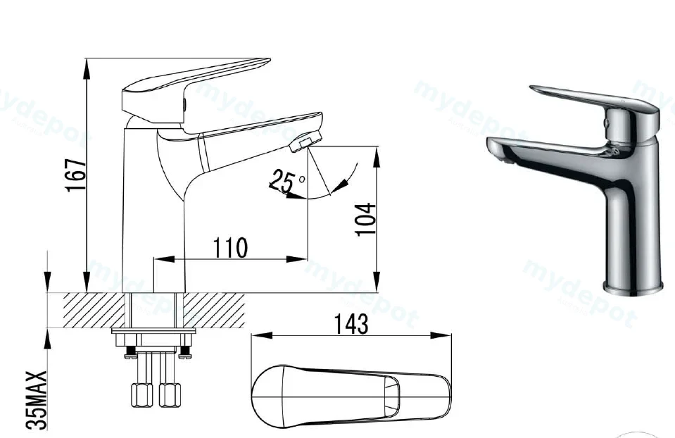 Sulu Basin Mixer(Chrome) view 2