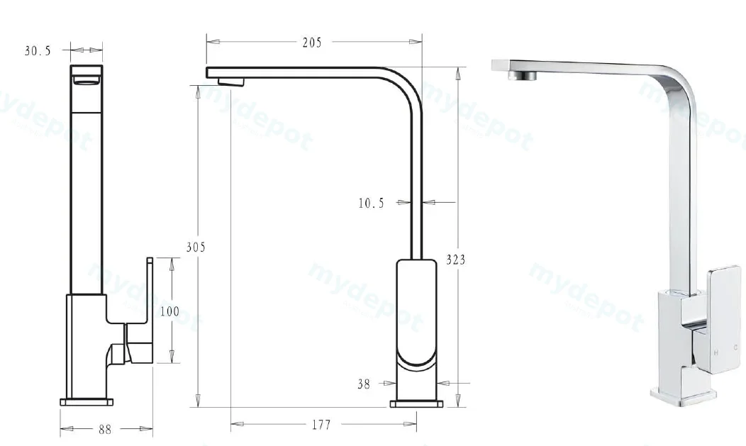 Ceram Sink Mixer(Chrome) view 2