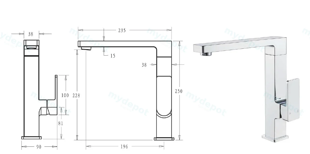 Ceram Kitchen Mixer(Chrome) view 2