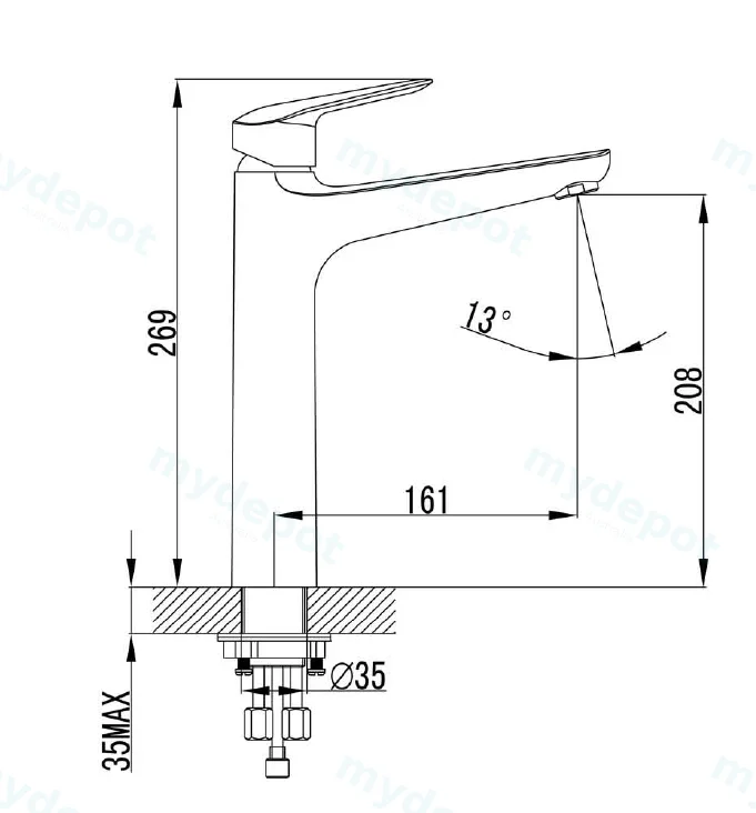 Sulu High Rise Basin Mixer(Chrome) view 2