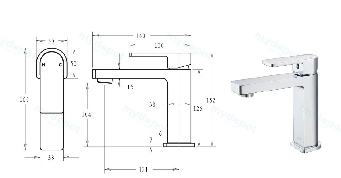 Flores Basin Mixer(Chrome) view 2