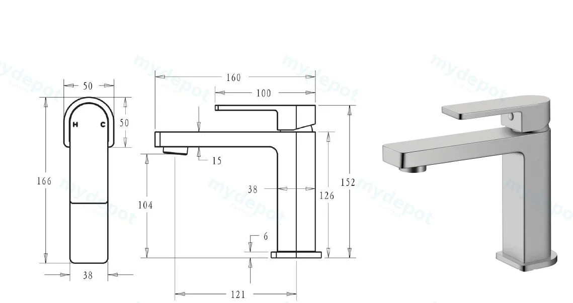 Flores Basin Mixer(Brushed Nickel) view 2