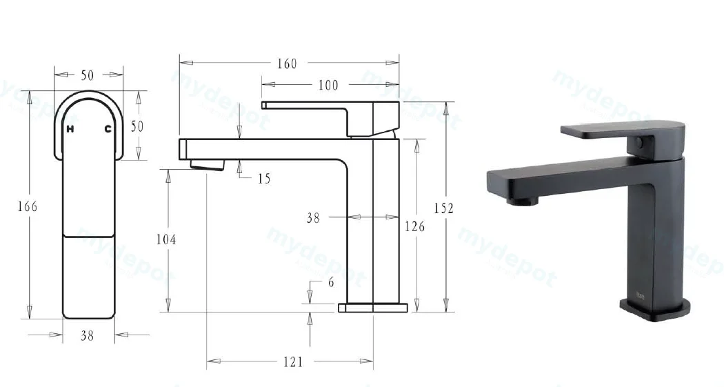 Flores Basin Mixer(Matt Black) view 2