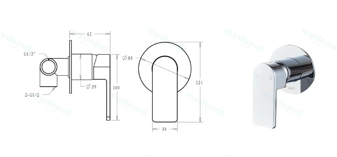 Flores Wall Mixer(Chrome) view 2