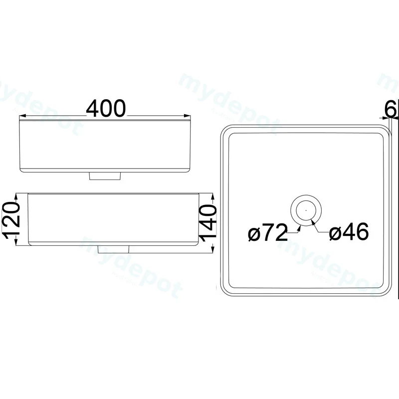 Ikon Ultra Thin Above Counter Basin Gloss White 400x400x140mm  view 2
