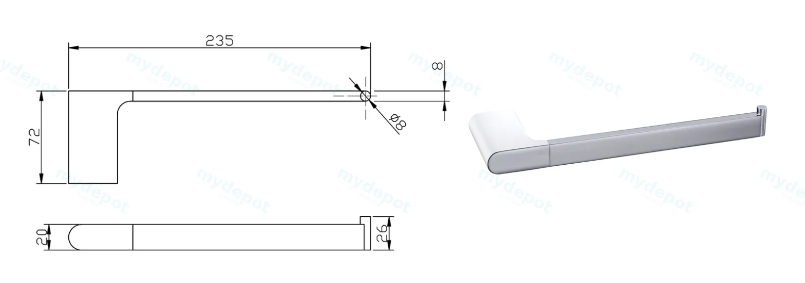 Cora Towel Bar(Chrome) view 2