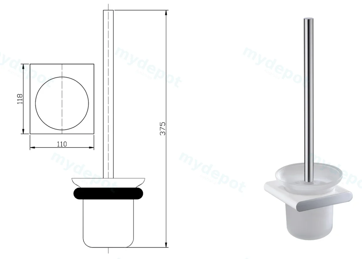 Cora Toilet Brush Holder(Chrome) view 2