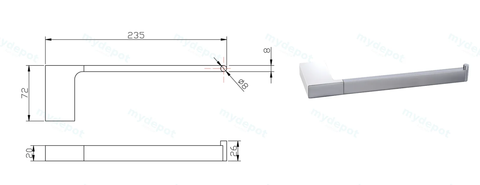 Eden Towel Bar(Chrome) view 2