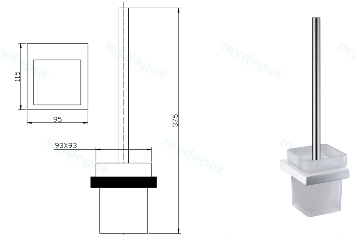 Eden Toilet Brush Holder(Chrome) view 2