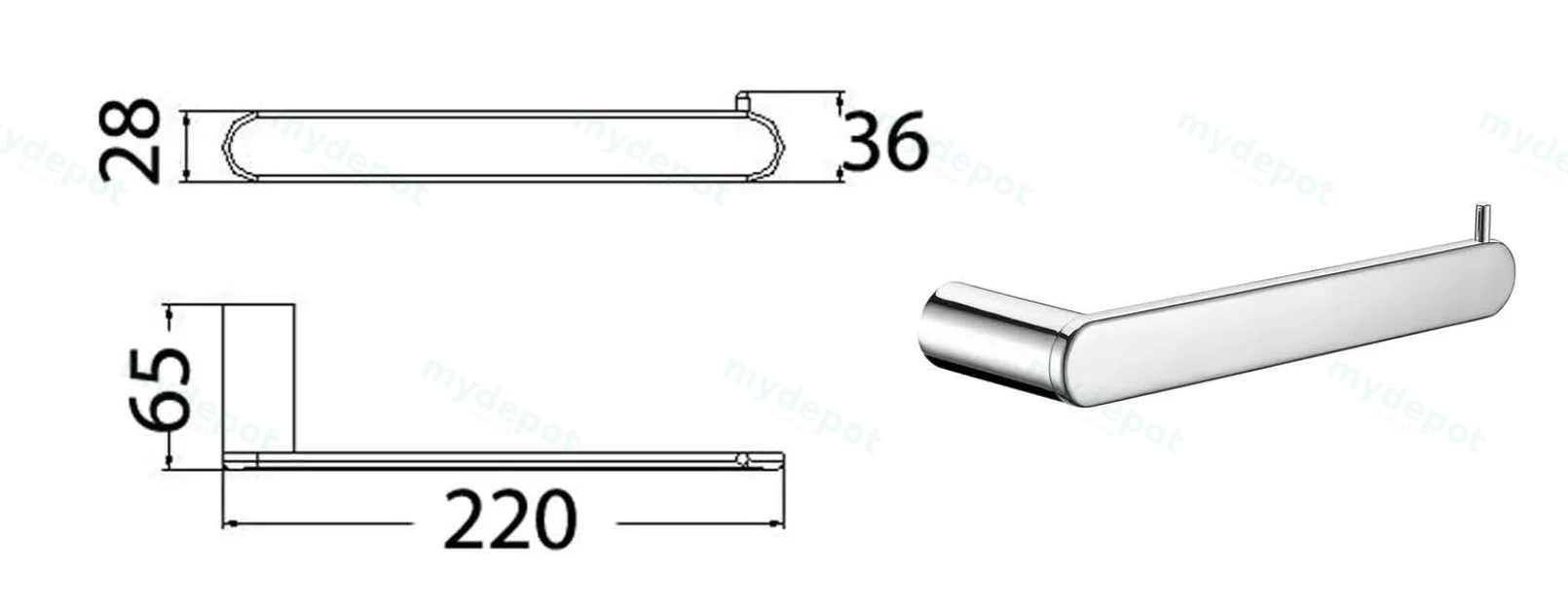 Dove Towel Bar(Chrome) view 2