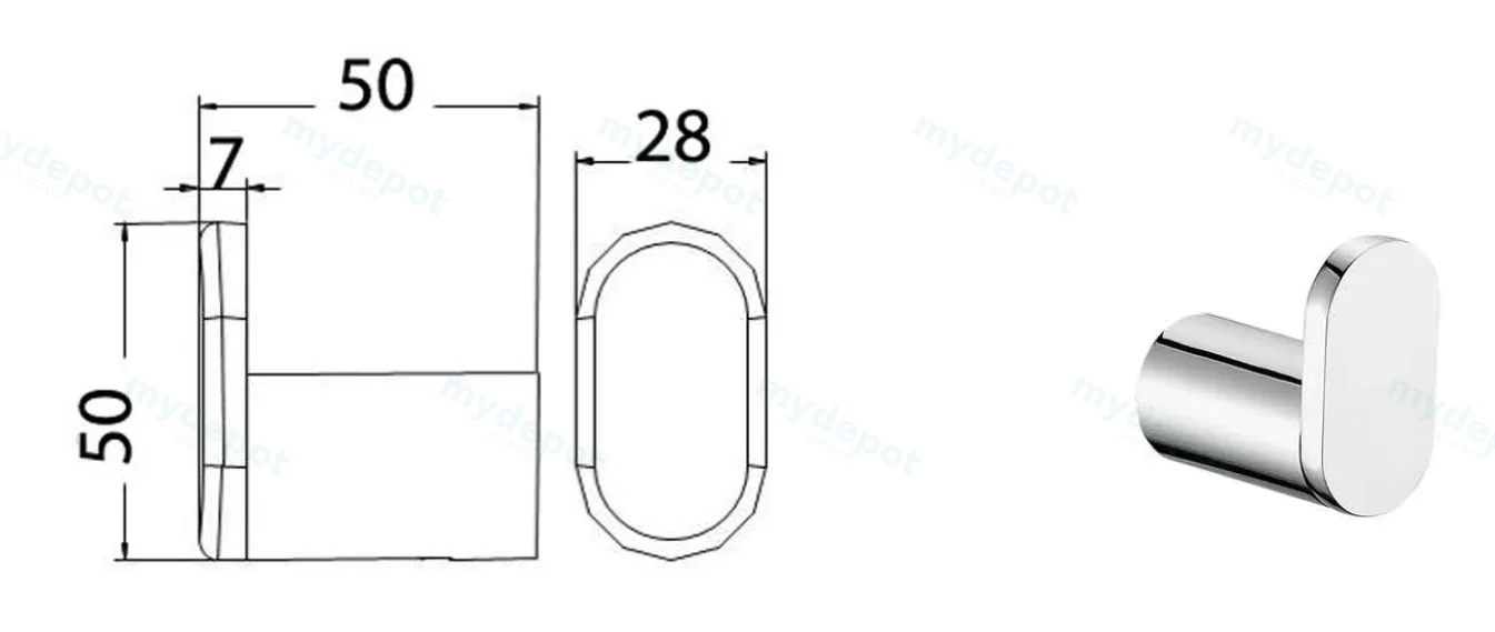 Dove Robe Hook(Chrome) view 2