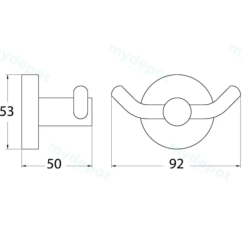 Otus Double Robe Hook(Chrome) view 2