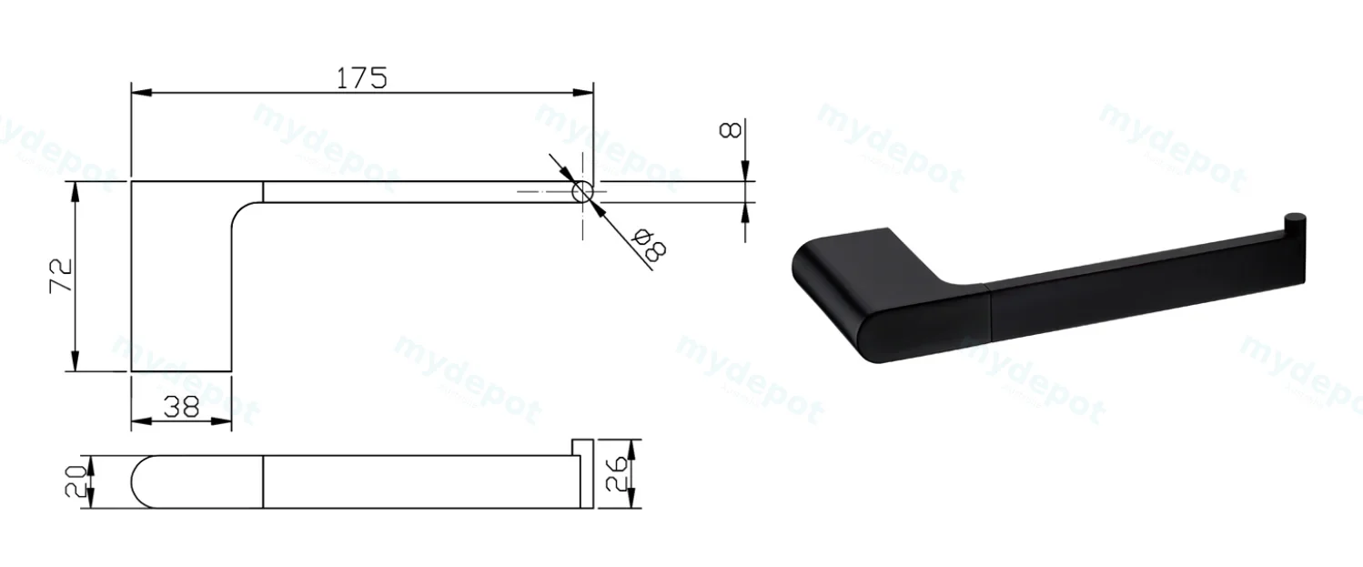 Cora Toilet Roll Holder(Matt Black) view 2