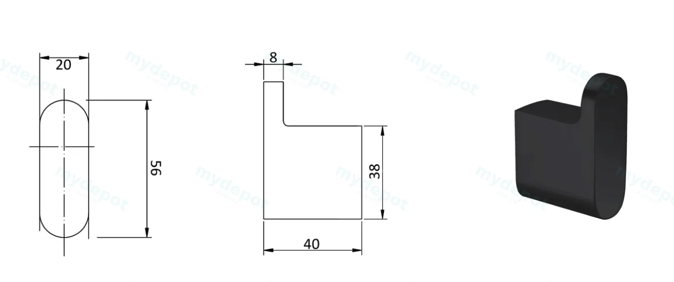 Cora Robe Hook(Matt Black) view 2