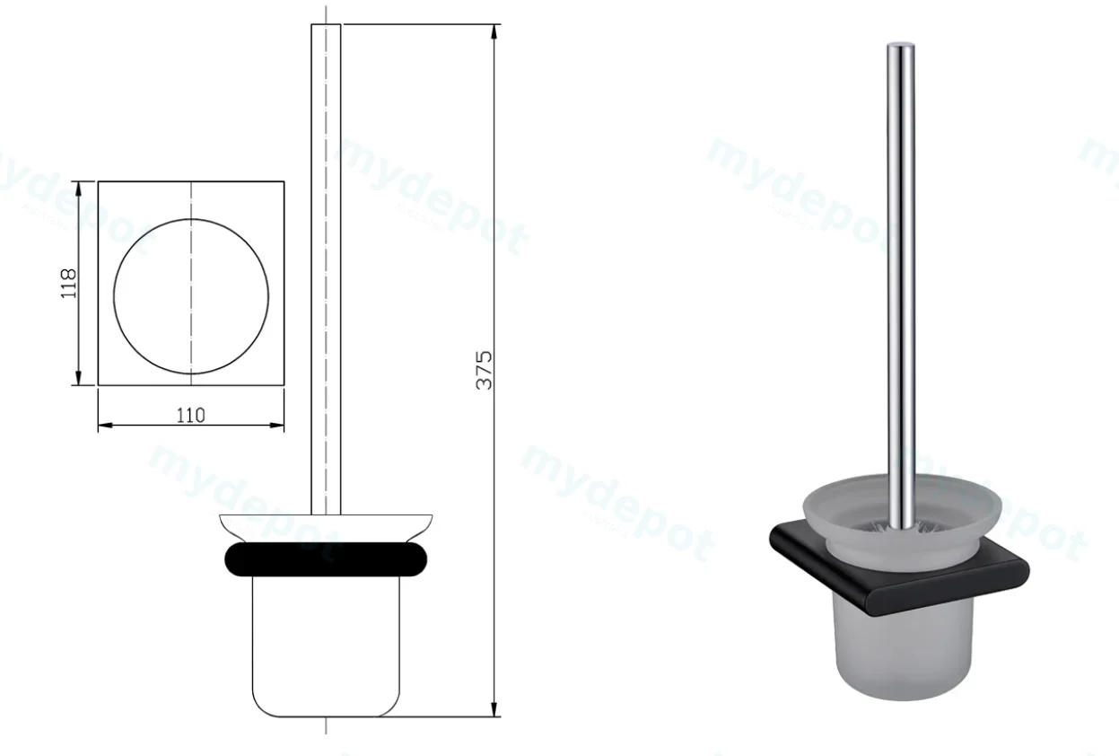 Cora Toilet Brush Holder(Matt Black) view 2