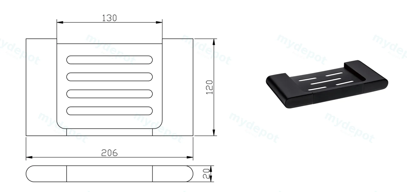 Cora Soap Holder(Matt Black) view 2