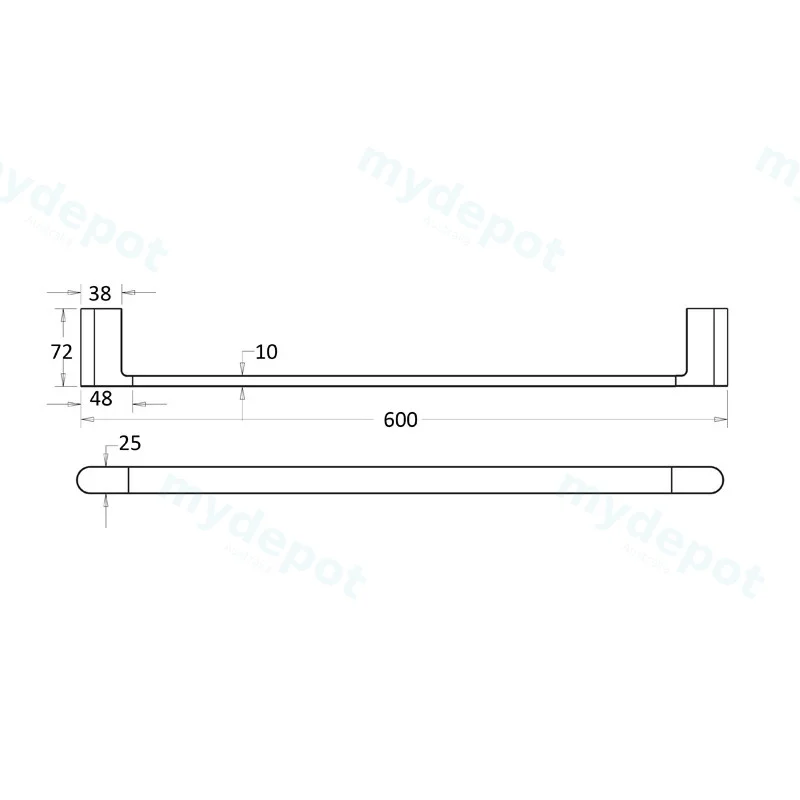 Flores Single Towel Rail 600 mm(Chrome) view 3