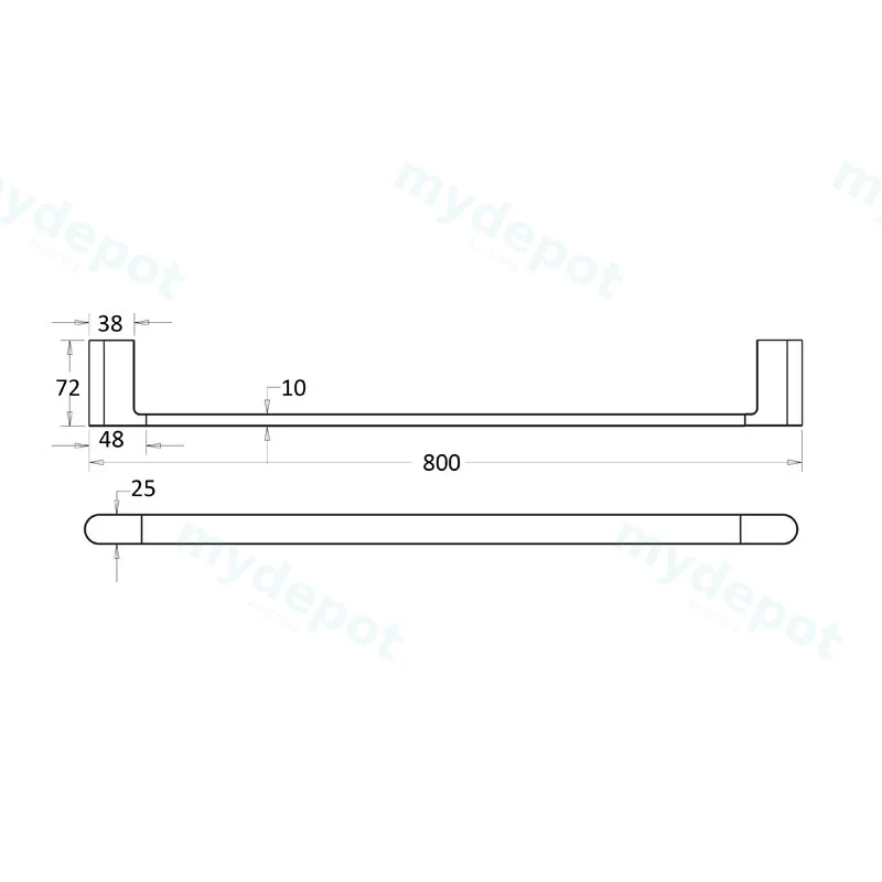 Flores Single Towel Rail 800 mm(Chrome) view 2