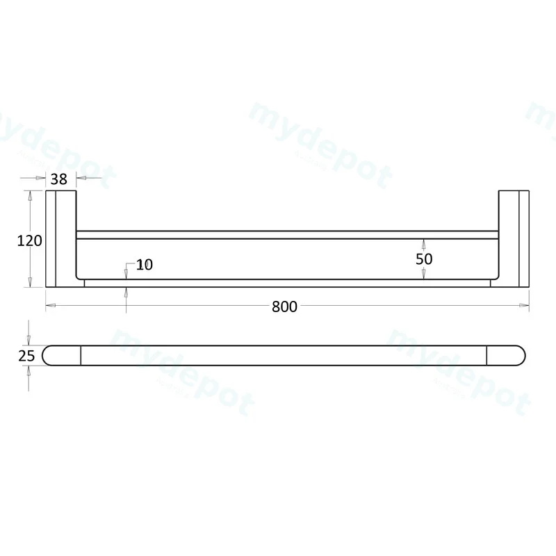 Flores Double Towel Rail 800 mm(Chrome) view 2