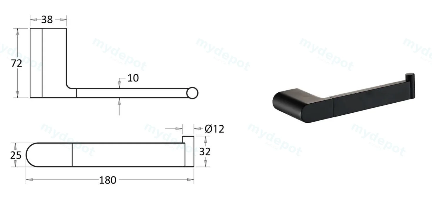 Flores Toilet Roll Holder(Matt Black) view 2