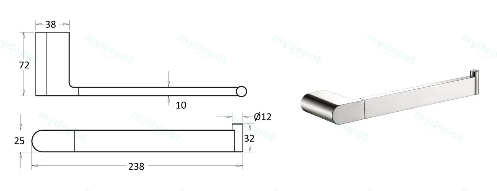 Flores Towel Bar(Brushed Nickel) view 2