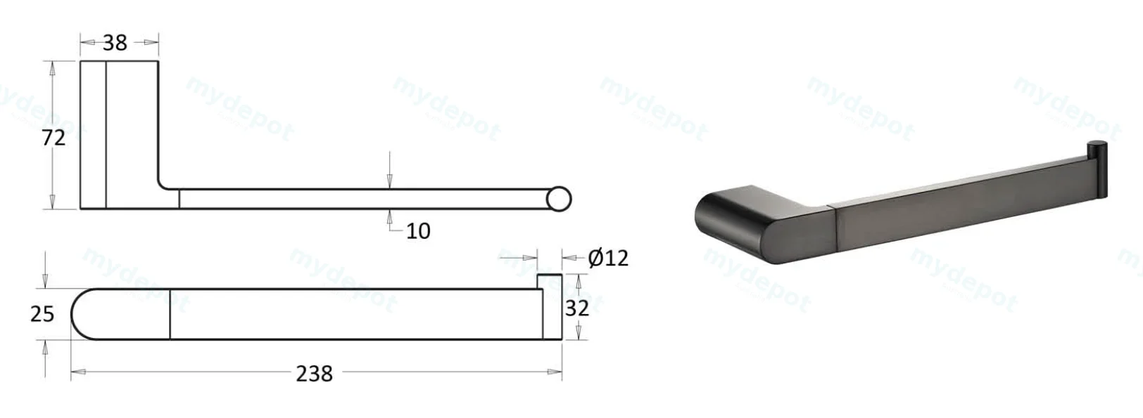 Flores Towel Bar(Gunmetal) view 2