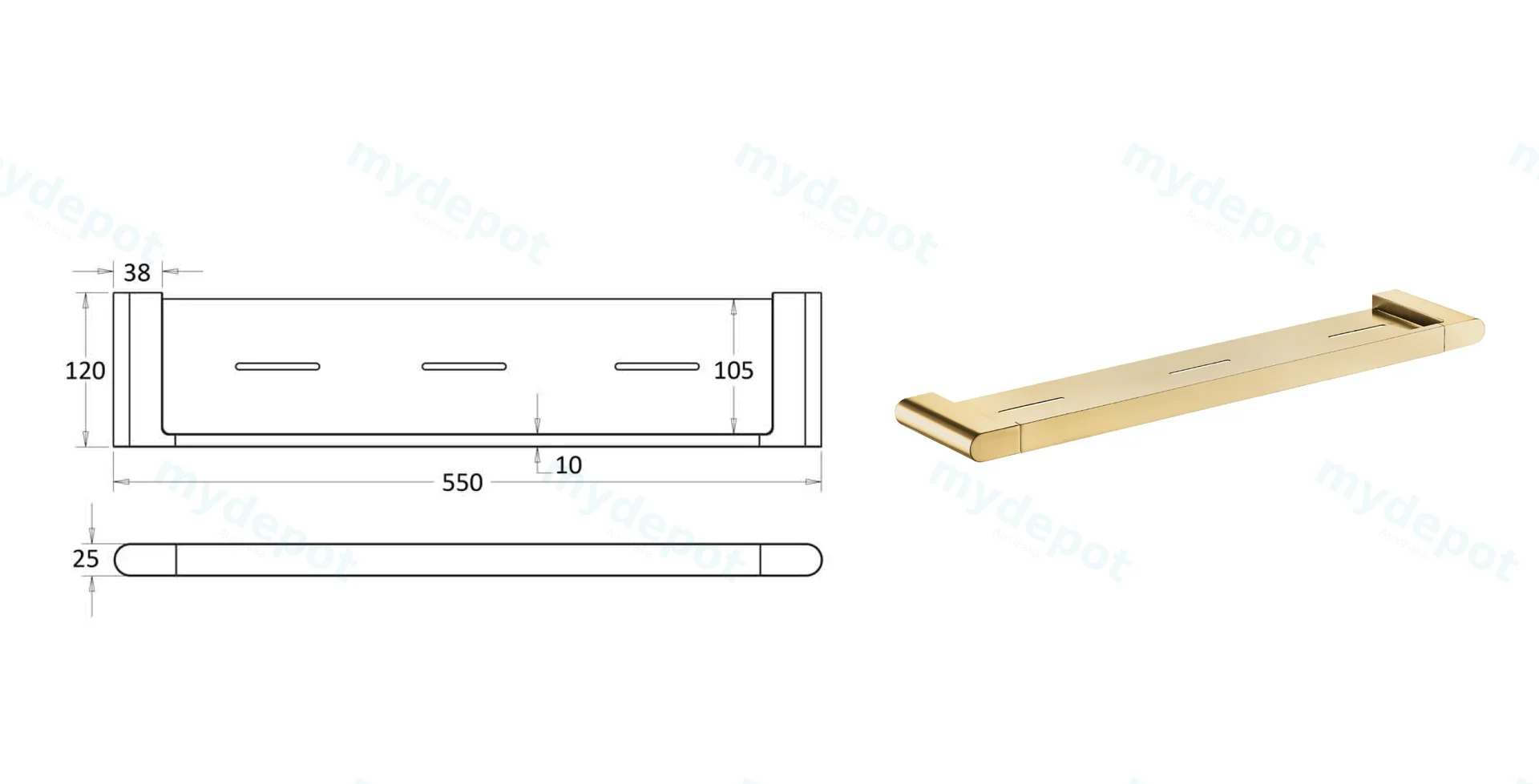 Flores Cosmetic Shelf(Brushed Gold) view 2
