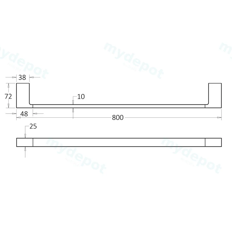 Ceram Single Towel Rail 800 mm(Chrome) view 2
