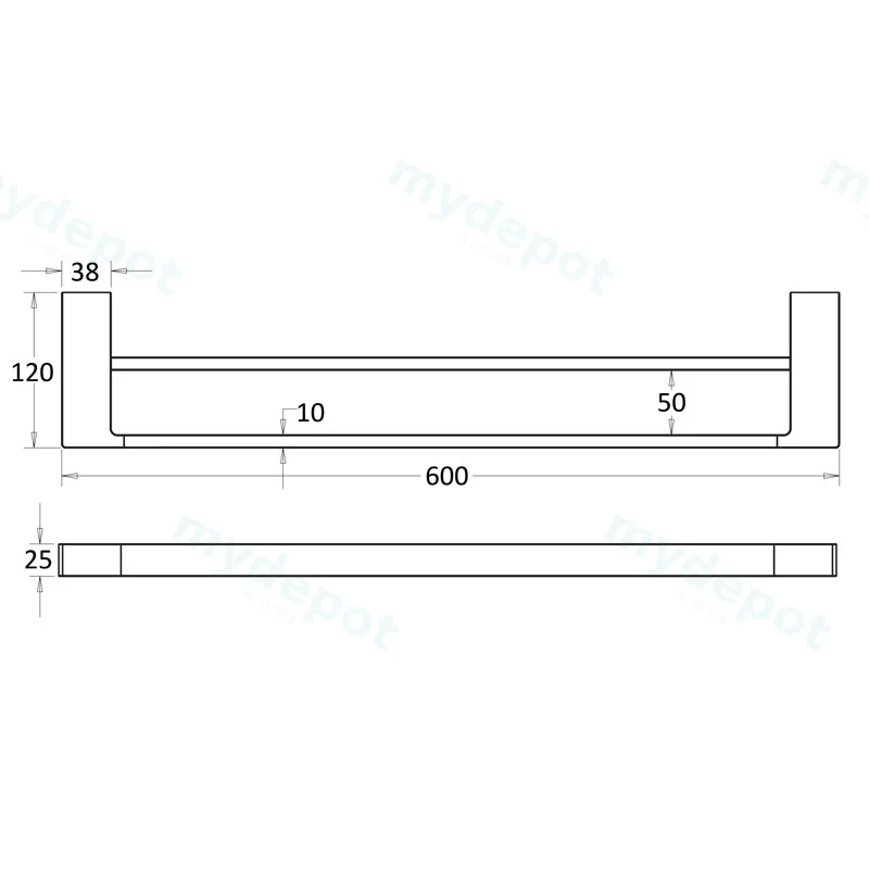 Ceram Double Towel Rail 600 mm(Chrome) view 2