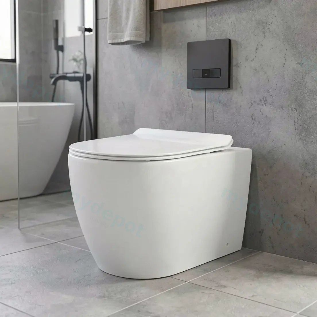 Floor Pan Rimless Gloss White Flushing Toilet Gloss White P-trap Roughing -in view 7