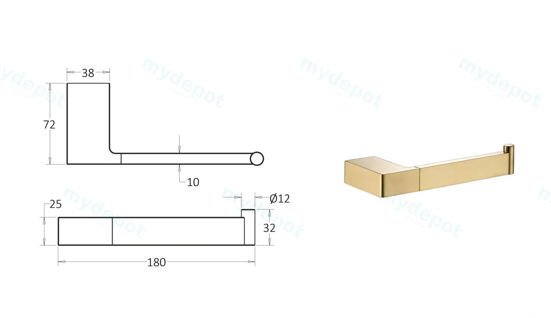 Ceram Toilet Roll Holder(Brushed Gold) view 2
