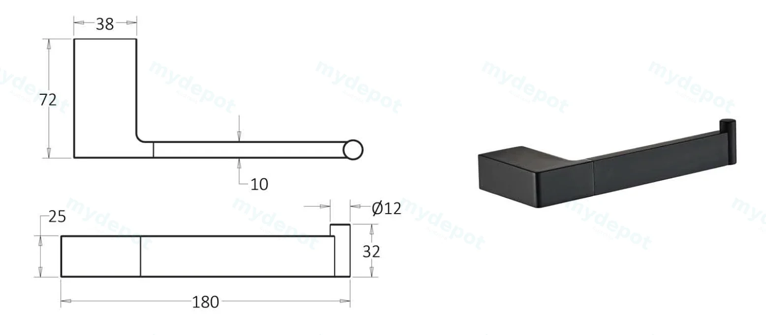 Ceram Toilet Roll Holder(Matt Black) view 2