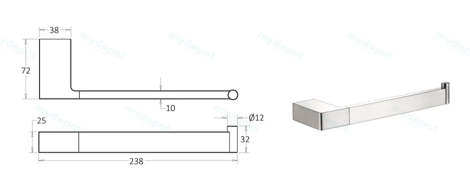 Ceram Towel Bar(Brushed Nickel) view 2
