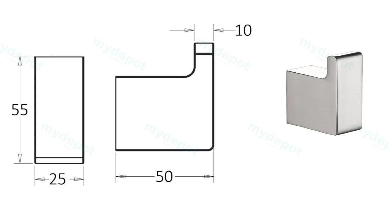 Ceram Robe Hook(Brushed Nickel) view 2