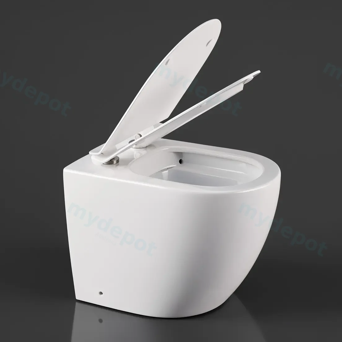 Floor Pan Rimless Gloss White Flushing Toilet Gloss White P-trap Roughing -in view 2