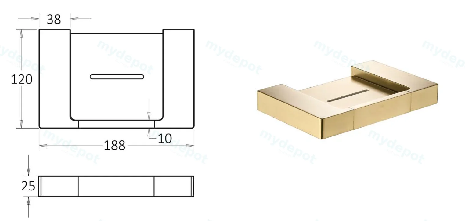 Ceram Soap Holder(Brushed Gold) view 2