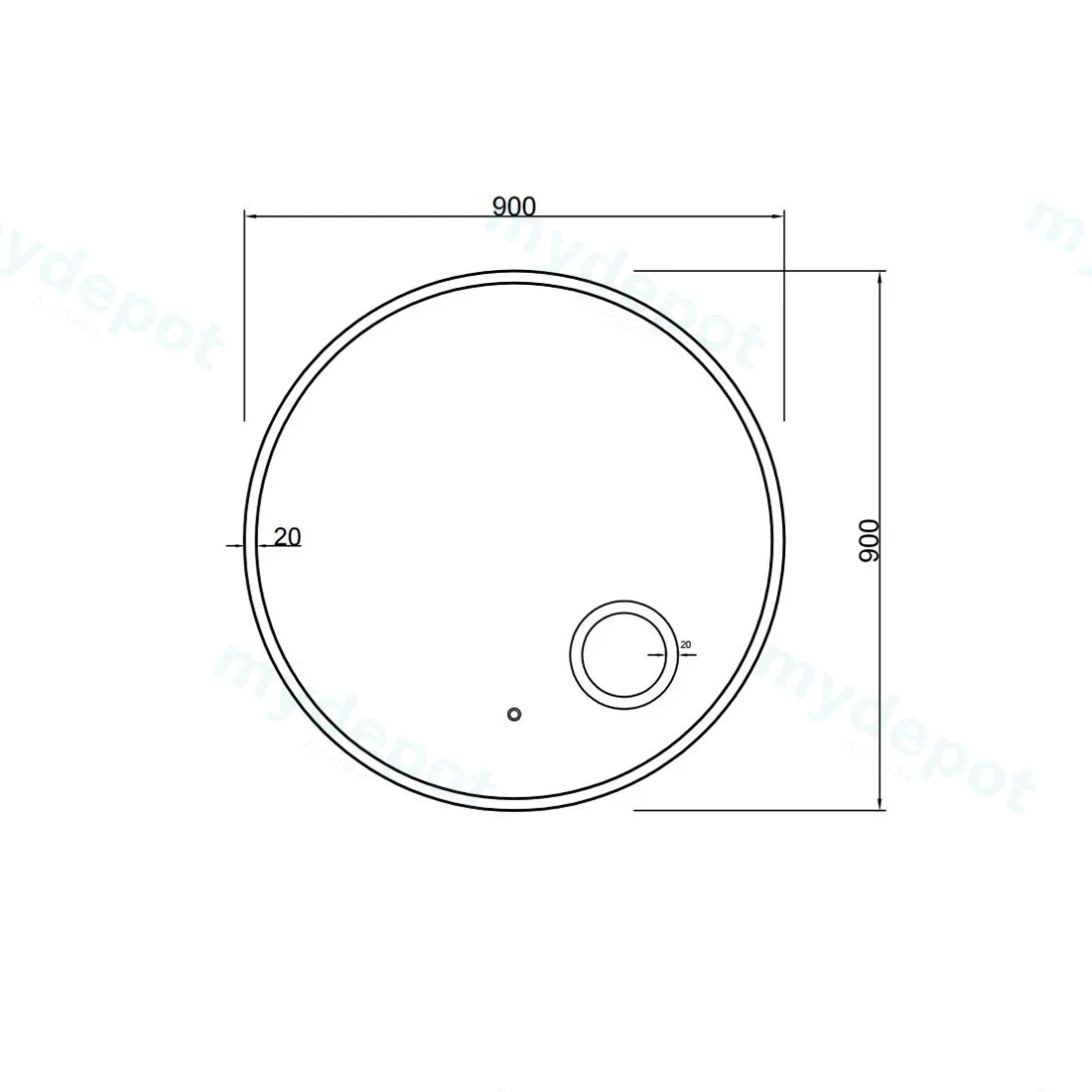 900mm Round 3 Color Frontlit LED Mirror With Magnifier With Touch Sensor Switch view 2