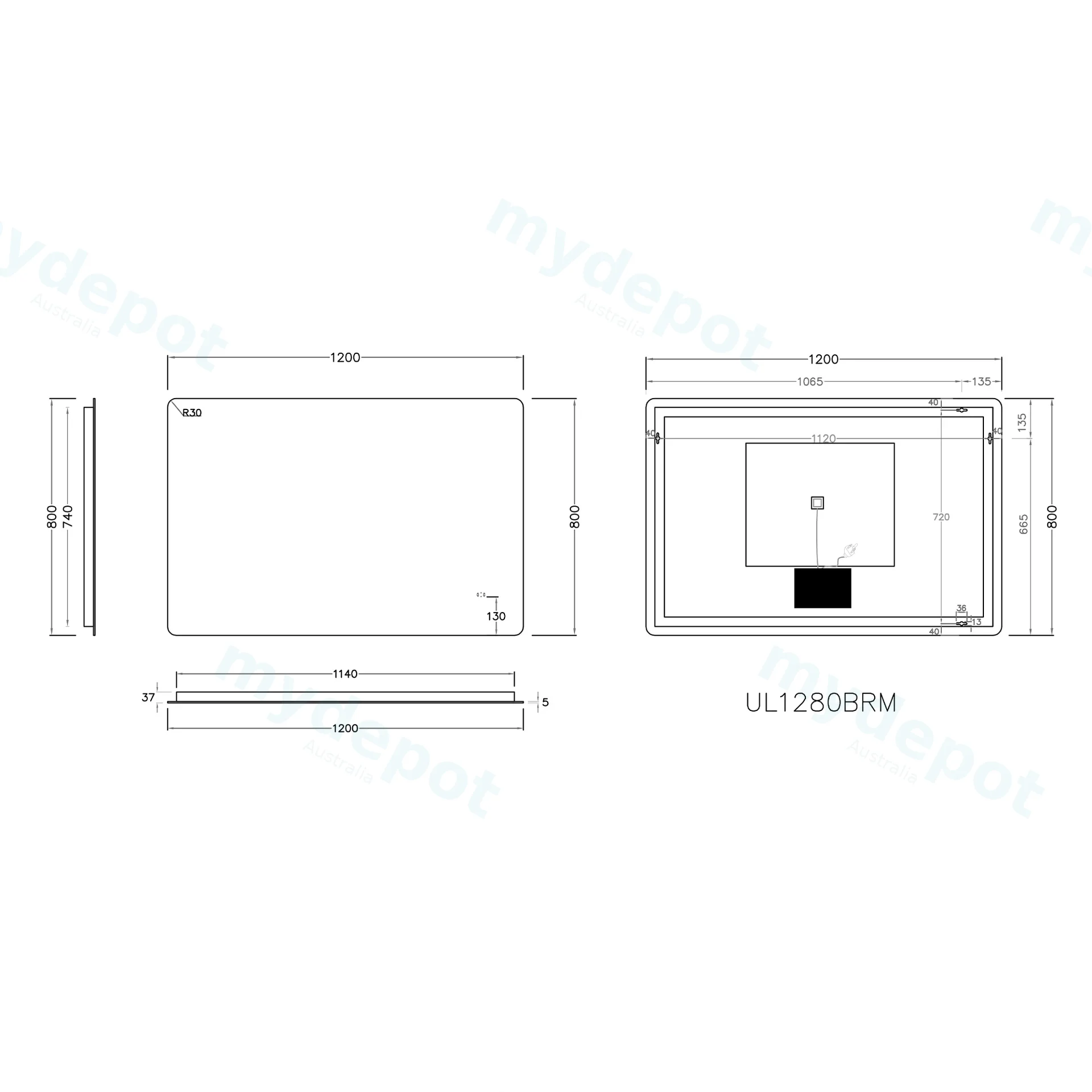 1200×800mm Curved Rim Rectangle 3 Color Backlit Led Mirror With Touchless Sensor Switch view 2