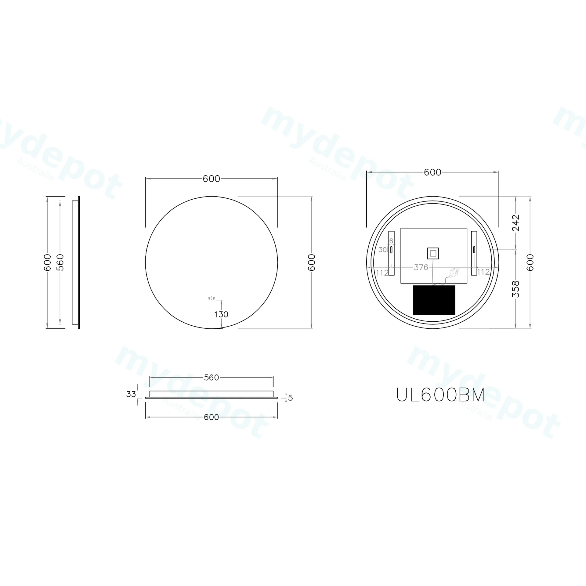 600mm Round 3 Color Backlit LED Mirror With Touchless Sensor Switch view 2