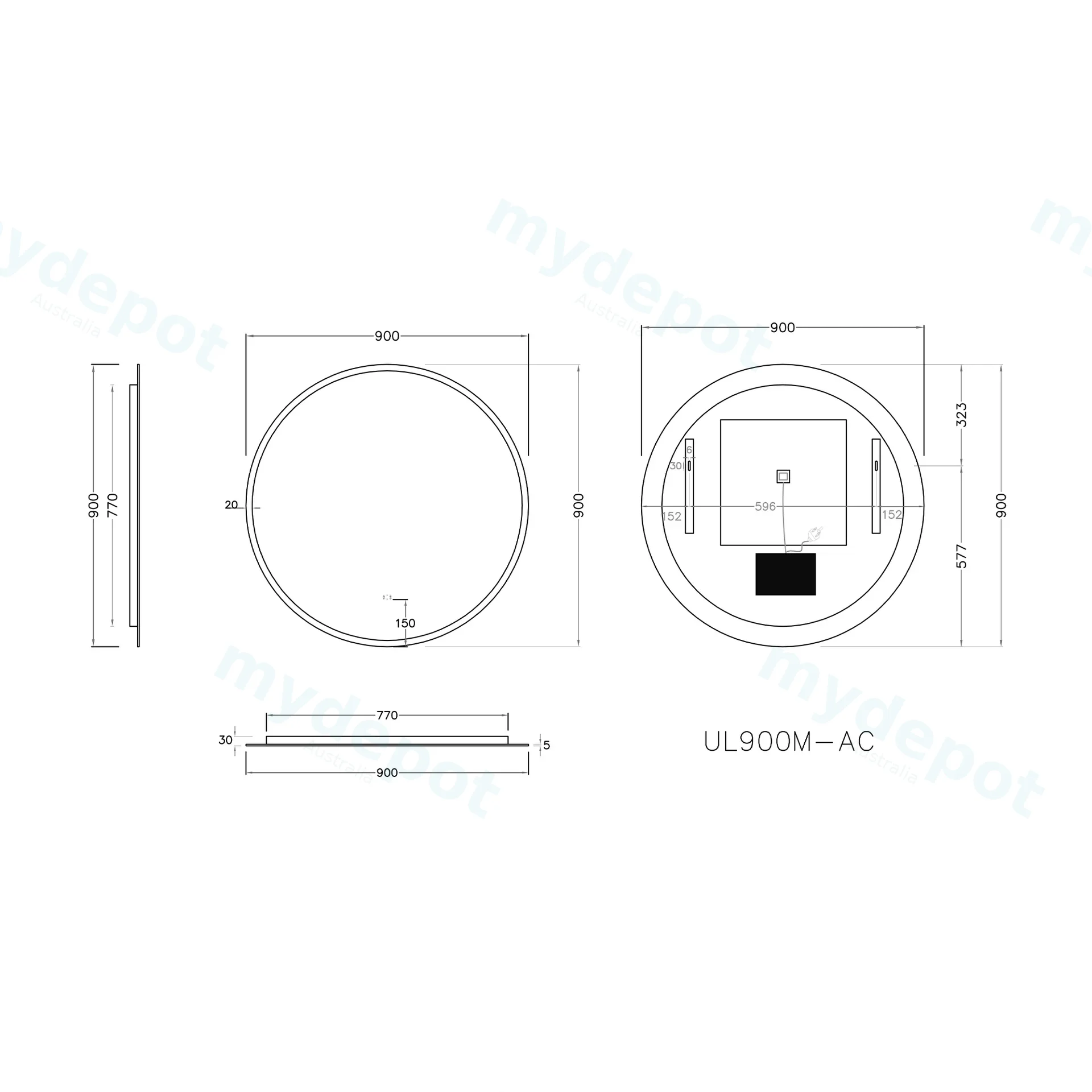 900mm Round 3 Color Frontlit Bathroom LED Mirror With Touchless Sensor Switch view 2